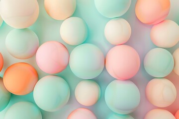 Poster - 3d render of abstract spheres in pastel colors, background for web design or print on demand products 
