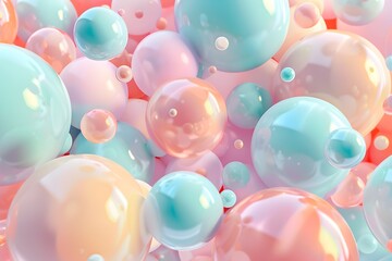 Poster - 3d render of abstract spheres in pastel colors, background for web design or print on demand products 

