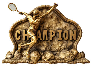 Wall Mural - A gold statue representing a symbol of champion of tennis