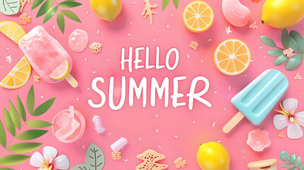 Wall Mural - Summer season vector background design. Text 