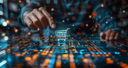 Poster - Businessman analyzing digital graph for growth in e-commerce sales