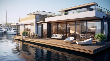 Wall Mural - A photo of Minimalist Houseboat Residences