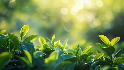 Wall Mural - the lush green tea leaves in spring