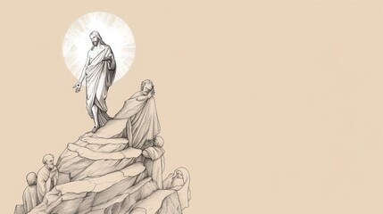 Biblical Illustration of Jesus' Transfiguration on the Mountain, Ideal for article