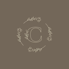 Wall Mural - letter c flower circle minimalist logo design graphic vector