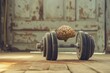 © anatolir - Artistic image showcasing a brain model on a dumbbell, symbolizing mental strength and cognitive fitness