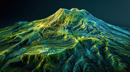 Wall Mural - Modern nature national park background wallpaper, backdrop, texture, Mountain Gorilla, Congo, isolated. LIDAR model, elevation scan, topography map, 3D render, template, aerial, drone