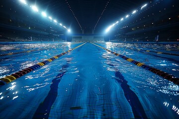 Canvas Print - Olympic games Swimming Events: Swimmers diving into the pool and underwater shots. 
