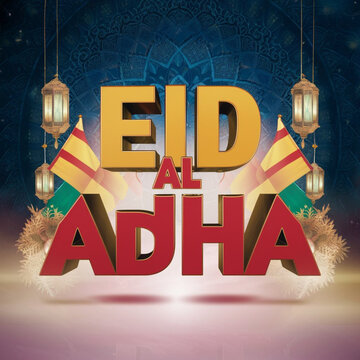 Eid Al adha 3d cartoon template style premium victor 