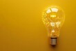 © millionaire - Glowing light bulb with circuit board inside on dark yellow background, mockup. Innovation concept. Generative AI