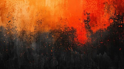 fiery orange and black ombre background with grainy grunge texture abstract web banner