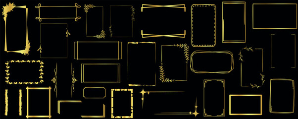 Wall Mural - rectangle frame vector set, elegant gold frame collection. vector decorative borders, luxury design 