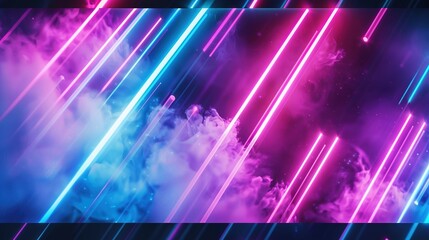 Poster - Abstract neon lights background with laser rays, and glowing lines