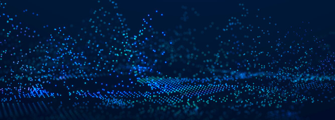 Fototapete - Abstract technology background. Big data digital code. Futuristic dots background. 3d rendering.	