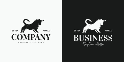 Wall Mural - Set of elegant bull logo designs.