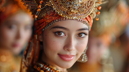 Wall Mural - traditional Indian wedding, beautiful bride and groom, blurred background