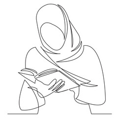 Wall Mural - Muslim woman reading book