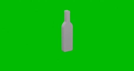 Poster - Animation of rotation of a white beer bottle symbol with shadow. Simple and complex rotation. Seamless looped 4k animation on green chroma key background