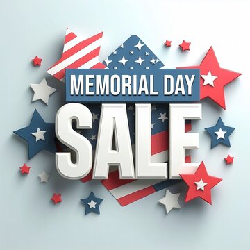 Memorial Day Sale 3d Side Stars design concept background with space for copy Memorial Day celebration template design generative ai