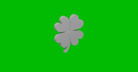 Poster - animation of rotation of a white four-leaf clover symbol with shadow. simple and complex rotation. s