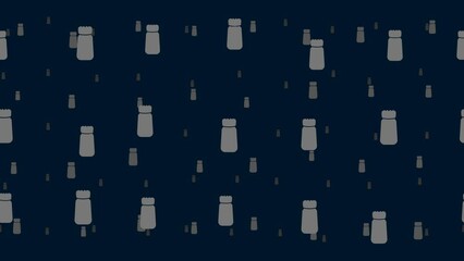 Poster - Pepper shaker symbols float horizontally from left to right. Parallax fly effect. Floating symbols are located randomly. Seamless looped 4k animation on dark blue background