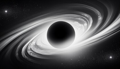 Wall Mural - black and white background abstract black hole by generative ai