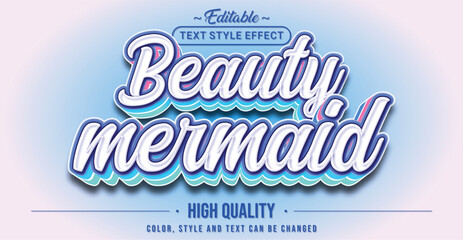 Fototapete - Editable text style effect - Beauty Mermaid text style theme.