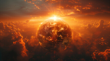 Wall Mural - planet earth the sun in the water ecology