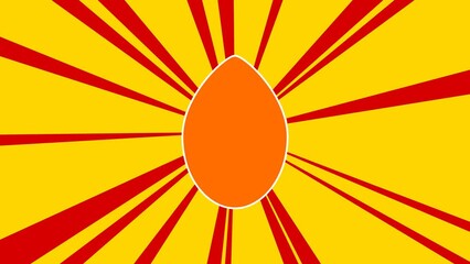 Poster - Oval symbol on the background of animation from moving rays of the sun. Large orange symbol increases slightly. Seamless looped 4k animation on yellow background