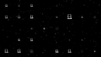Poster - Template animation of evenly spaced 3D printer symbols of different sizes and opacity. Animation of transparency and size. Seamless looped 4k animation on black background with stars