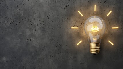 Poster - Lightbulb, Idea Concept. Copy space