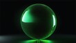 © Irene Kulinchyk - A green holographic sphere on a black background. A contemporary specimen for design and technology