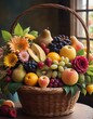 © video rost - An abundant fruit basket brimming with vibrant, fresh produce is artfully arranged, invoking a sense of harvest and nourishment.