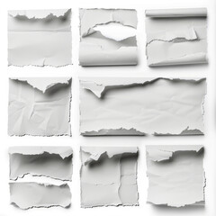 Wall Mural - Torn pieces of paper on a white background
