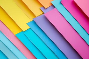 Aufkleber - vibrant and colorful paper sheets arranged in a geometric pattern with diagonal lines and textured m