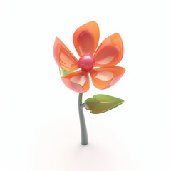 Sticker - flower icon in 3d style on white background