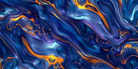 a blue and orange abstract painting