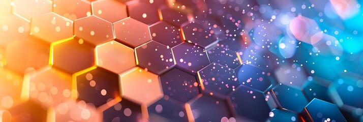 Poster - colorful background with hexagonal shapes and blurry lights