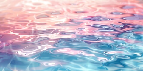 Wall Mural - close up of a water surface with a blurry background of blue, pink, and white colors