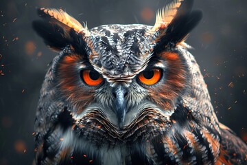 Poster - An artistic rendering of a freckled owl, with speckles adding to its wise appearance