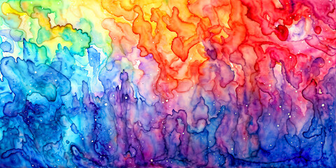 Fototapete - Abstract rainbow watercolor background - Generative AI	