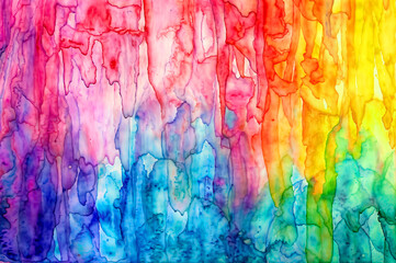 Fototapete - Abstract rainbow watercolor background - Generative AI	