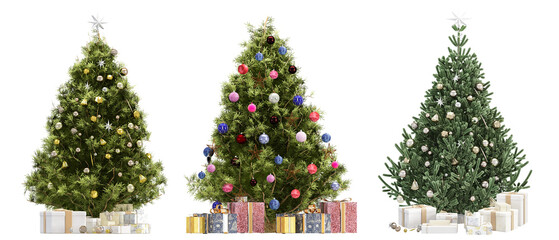 Wall Mural - christmas tree isolated on white background