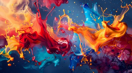 Energetic backdrop of colorful paint splashes, evoking a sense of movement and excitement