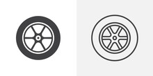 Tire icon set. Car wheel vector symbol and automotive tyre icon.