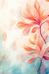 Wall Mural - A painting of a flower with a blue background. The flower is orange and has a lot of detail