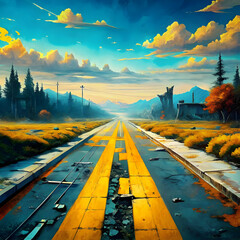 Wall Mural - abandoned road