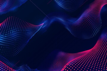 Wall Mural - Abstract blue and red dynamic wavy line dotted texture ,Dark blue background with copy space. Modern futuristic simple dots pattern. Vector illustration