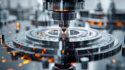 Poster - The most advanced scientific and technological production of 0.01 nanometer chip lithography machine optical lens, with precise dimensional data. Generative AI.