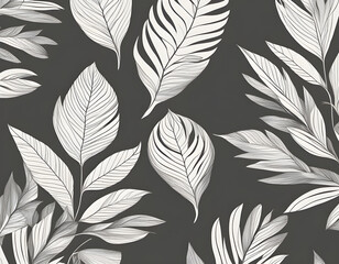 Leaf line art pattern background vector